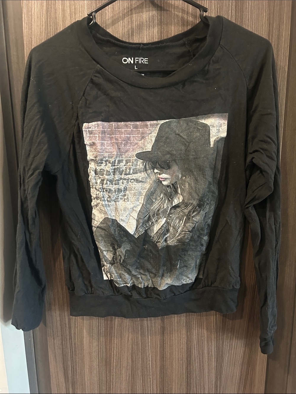 On Fire Black Pullover with Graphic Woman Print
